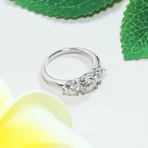 Nhẫn nữ 3 viên đá bán chạy, bạc 925, màu trắng, kiểu tròn cắt sáng, VVS, bộ ba 1.2ct Moissanite, làm quà tặng - Product Image 6