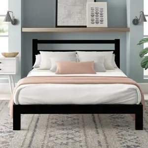 Odyhome DB398 bedroom furniture wooden king size double steel iron metal bed single queen metal wood bed frame slatted bed base