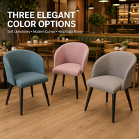 Fauteuil en tissu taupe moucheté, dossier arrondi, assise rembourrée, pieds coniques noirs pour restaurant, bistro et café