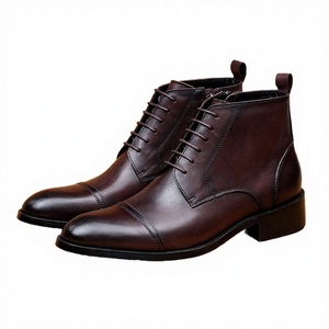 Botas de Invierno Retro para Hombre, Modernas, con Cordones, de Cuero Genuino, Casuales, de Caña Alta, Transpirables, Impermeables y Antideslizantes - Product Image 2