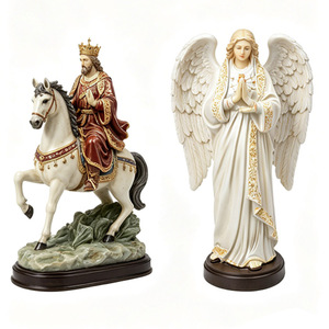Artisanat Catholique en Résine de Haute Qualité : Buste du Saint Père, de la Sainte Vierge Marie et du Sacré Enfant Jésus – Fée Musicale Artistique Peinte à la Main - Product Image 1