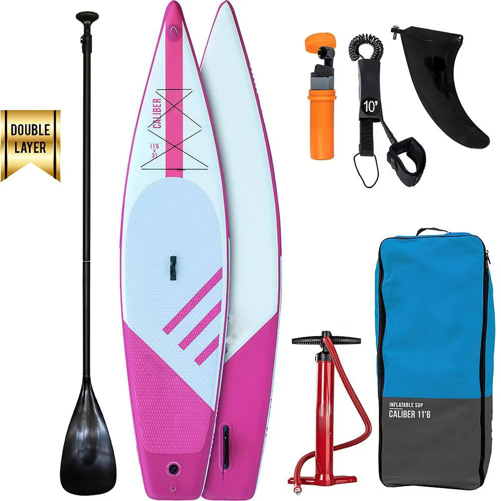 Caliber 11'6" Pink Racing Inflatable Stand-up Paddle Board 350x79x15cm Bullet Cone Nose with Great Speed