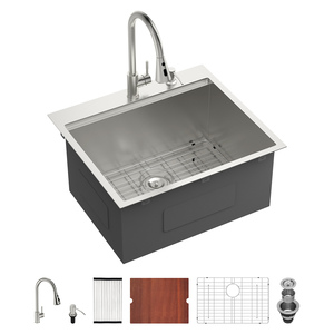 Fregadero de Lavandería de Acero Inoxidable de 12 Pulgadas de Profundidad para Encimera, Fregadero Individual para Lavandería y Servicios Públicos con Tabla de Lavar y Grifo, Disponible en Almacén de EE. UU. - Product Image 1