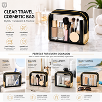 Sac cosmétique personnalisé écologique pliable avec fermeture éclair, impression sérigraphique, PVC transparent, approuvé par la TSA, imperméable, pratique, portable, pochette de maquillage