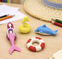 Gomme effaçable détachable en TPR motif sirène de dessin animé, animal marin mignon, puzzle, fournitures scolaires, cadeau pour enfants