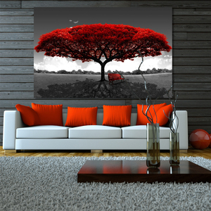 Nordic Modern Red Tree Landscape Wall Art Canvas <span class=keywords><strong>poster</strong></span> stampe immagini a <span class=keywords><strong>parete</strong></span> senza cornice <span class=keywords><strong>per</strong></span> <span class=keywords><strong>ufficio</strong></span> soggiorno Home Decor Artwork - Product Image 2