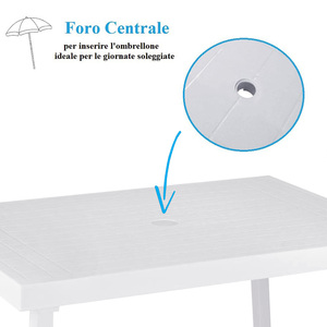 Rectangular Plastic Garden <b>Table</b> 81x56x63 Cm With Umbrella Hole Outdoor <b>Table</b> With Legs - Product Image 3