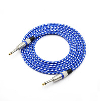 Kabel Audio Gitar Stereo TS Dual-Core 6.35mm Custom Pabrik, Male-Male, Multi-Warna, Berlapis Foil, Tahan Lama, Peredam Kebisingan