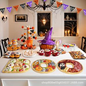 Plateau à lettres créatif en bois de bambou BOO 30x25cm, plat de service pour desserts et fruits pour fête d'Halloween, décoration d'intérieur - Product Image 2