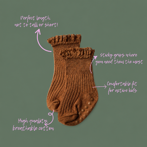 Soft cinnamon Alice <b>socks</b> offering breathable comfort lightweight feel and secure fit for growing kids during everyday adventure - Product Image 3