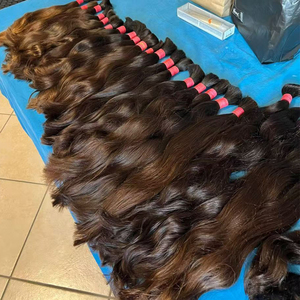 Perruques d'extensions de queues de cheval en cheveux humains à tressage brun <span class=keywords><strong>clair</strong></span> non traité à double tirage - Product Image 5