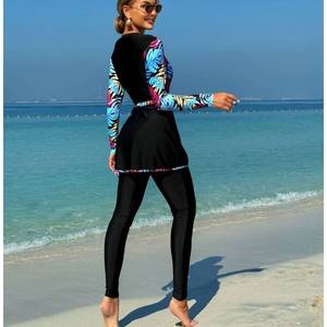 OEM nouveau modeste musulman 3 pièces <span class=keywords><strong>Bikini</strong></span> manches longues fermeture éclair avant maillot de bain femmes islamique <span class=keywords><strong>Hijab</strong></span> grande taille maillots de bain Burkinis - Product Image 6