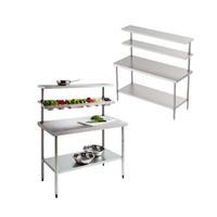 Table de travail de cuisine en acier inoxydable 201/304 de qualité commerciale avec dosseret en argent pour la restauration hôtelière