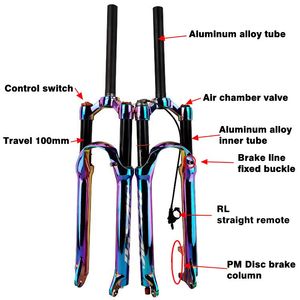 Pasak 32 100Mm Nhôm MTB Xe Đạp Ngã Ba Hệ Thống Treo 27.5/29er Inch Không Khí 7 Màu Mạ HL Xe Đạp Leo Núi 120Mm Du Lịch Hợp Kim Vương Miện - Product Image 4