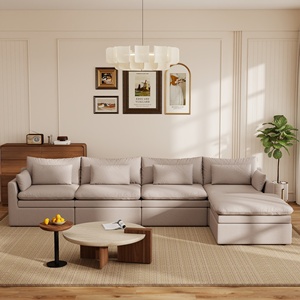 ATUNUS Modular Sectional Corner with <b>Pillow</b> Back Couch Cloud-Like Comfort Over Sized Upholstered Living Room Furniture - Product Image 4