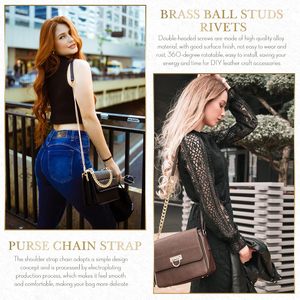 Chaînes de sac à main en pouces, accessoires pour sacs à main, chaînes plates pour sacs à main, rallonges de sac à bandoulière, sangles de remplacement avec anneau en D métallique - Product Image 5