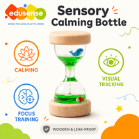 Bouteille sensorielle à visière en forme d'entonnoir EDUsense en bois de hêtre et acrylique, jouet Montessori apaisant pour le suivi visuel et la stimulation sensorielle, pour enfants et adultes