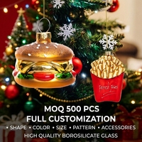 Boule de Noël en verre Foodie, sphère décorative personnalisée, hamburger et frites, ornement festif pour cuisine et salle à manger, logo sur mesure, en borosilicate