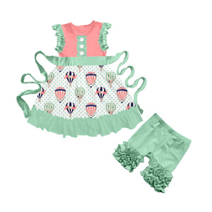 Ensemble 2 pièces en soie de lait pour petites filles, robe sans manches à volants avec short/pantalon à volants, ensemble de vêtements imprimés mignons pour enfants - Product Image 3