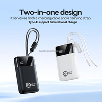 Banco de Energía Portátil de 20000mAh, Carga Rápida PD de 45W, Cables Tipo-C e IOS Integrados, Pantalla LED, Cargador de Batería Externa para Laptop