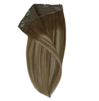 Extensions de cheveux Halo faciles à installer, lisses et ondulées, avec fil invisible réglable, clips de sécurité, construction sans couture