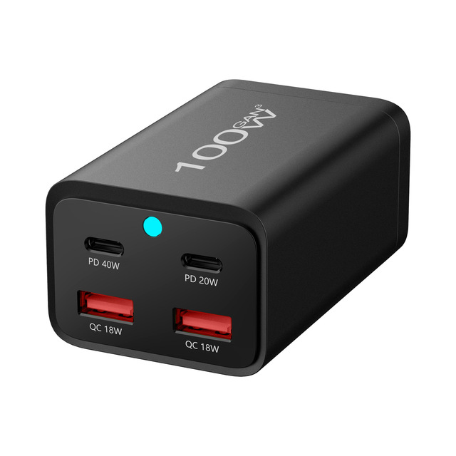 100W GaN Portable Travel Wall Charger Adapter Multiport 2 USB-A 2 USB-C Super Charging for PD Phone & Tablet