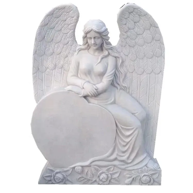 Lápida con alas de Ángel, lápida de Ángel arrodillada, lápida de Portugal, escultura en ángulo, lápida de Ángel volador