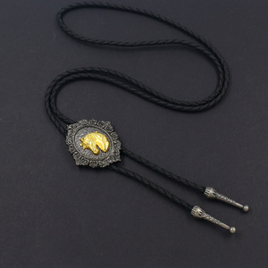 Nuevo Producto: Collar de Cuero con Diseño de Cabeza de Caballo y Cabeza de Vaca, Estilo Bolo Tie para Hombres y Mujeres - Product Image 6