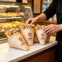 Boîte d'emballage en papier pour crêpes avec logo imprimé, boîte à emporter pour aliments, emballage pour crêpes, tranches de pizza, croissants, gaufres, cornets