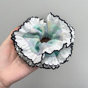 Diadema Francesa Vintage con Estampado Floral, Doble Capa de Encaje, Banda para el Cabello Estilo Ballet, para Mujer, Ajustable, Elástica, Accesorios para el Cabello Estilo Boho - Product Image 5