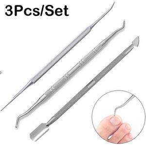 Set di 3 Pezzi in Acciaio Inossidabile 100% per Unghie Incarnite, Lima e Sollevatore a Doppio Lato, Strumento Professionale per la Pulizia delle Unghie - Product Image 1