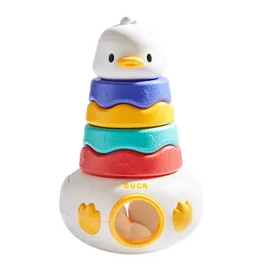 3 in 1 early educational duck stacking ring game baby Montessori toy tumbler stacker egg color shape sorting matching puzzle toy