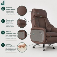 Chaise de bureau de direction moderne de luxe à dossier haut avec repose-pieds rétractable, ergonomique, inclinable, en cuir PU rembourré