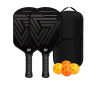 Ensemble complet de raquettes de pickleball en fibre de carbone T700, 2 raquettes avec 4 balles et sac de transport pour la famille en plein air