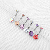 Lot de 10 pièces, MOQ, NOUVEAU, Titane ASTM F136, 14G, Anneaux de piercing pour nombril en zircon chirurgical, Bijoux de corps tendance