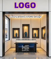 Design d'intérieur de bijouterie de luxe, vitrine de présentation de bijoux sur mesure avec éclairage LED, moderne et écologique