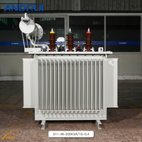 Transformateur de puissance immergé dans l'huile de type S11, 60Hz, 10KV, 200KVA, sortie 380V/400V, noyau en cuivre, changement d'huile