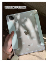 Étui de protection tendance bleu clair avec nœud papillon pour iPad 11e génération, Air 7/6, anti-chute, Pro 12,9 pouces