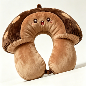 Customized Soft velvet <b>mushroom</b> plush travel <b>pillow</b>,Nature themed travel plush gift,Car ride comfortable <b>mushroom</b> neck rest - Product Image 3