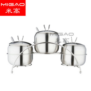 Estante giratorio para especias de acero inoxidable Migao, juego de 3 frascos con tapas y cucharas para almacenamiento en la cocina - Product Image 3