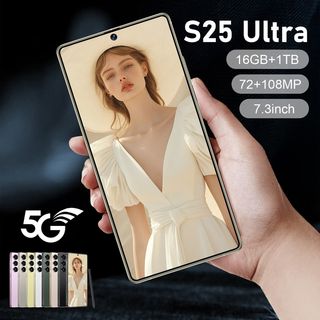 Unlocked Dual Card 5G Smartphone 7.3 Inch S25 Ultra 16GB+1TB - Android 14 Mobile Phones HD Cellphone for Cellphone Users