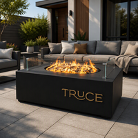 Table de foyer au gaz de style moderne personnalisée pour terrasse, chauffage extérieur, acier au carbone de haute qualité, réservoir de propane dissimulé