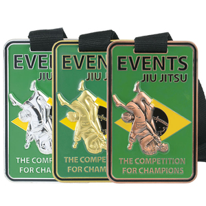 Medallas de Competición de Aleación de Zinc con Esmalte 3D y Logotipo Personalizado, Medallas Rectangulares de Oro, Plata y Bronce para Jiu Jitsu Brasileño - Product Image 3