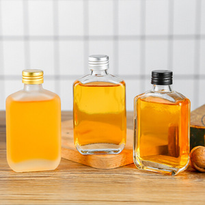 Bán Buôn Kính Phẳng <span class=keywords><strong>50Ml</strong></span> 100Ml 300Ml 500Ml Rượu Vang Bia Chai Whisky Chai Brandy Vodka Chai Thủy Tinh Với Nhôm Vít Nắp - Product Image 2