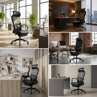Fauteuil de bureau inclinable à dossier haut en cuir PU, fauteuil de sieste avec appui-tête et repose-pieds, fauteuil inclinable à 90-145 degrés