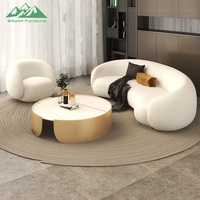 Wayon Einzigartiges Gebogenes Bouclé-Sofa Modernes Weißes Stoffsofa für Zeitgenössisches Wohnzimmer
