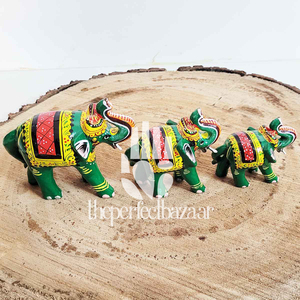 ชุดงานฝีมือไม้รูปช้างสไตล์อาร์ตเดโค จำนวน 3 ชิ้น - Product Image 2