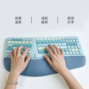 Mofii Ergonomic Wireless <b>Keyboard</b> <b>And</b> <b>Mouse</b> Set With Wrist Rest Purple Mixed Colors Office Use - Product Image 1