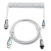 Cable en Espiral para Teclado Mecánico Tipo C, PVC, 1.5m, Conector USB de Aviación para Computadora de Escritorio, Cable con Conector de Aviación