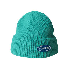 Gorros de punto enrollados térmicos 100% acrílicos, de alta elasticidad, con etiqueta bordada personalizada, de lujo, para invierno - Product Image 5